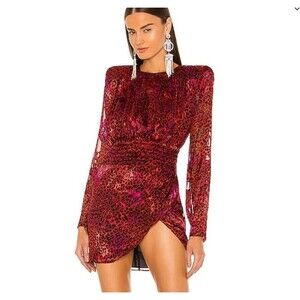 REVOLVE Red and Pink Leopard Mini Dress